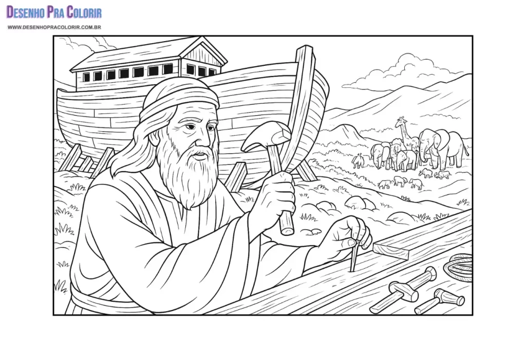 Desenhos Bíblicos Para Colorir Arca de Noé