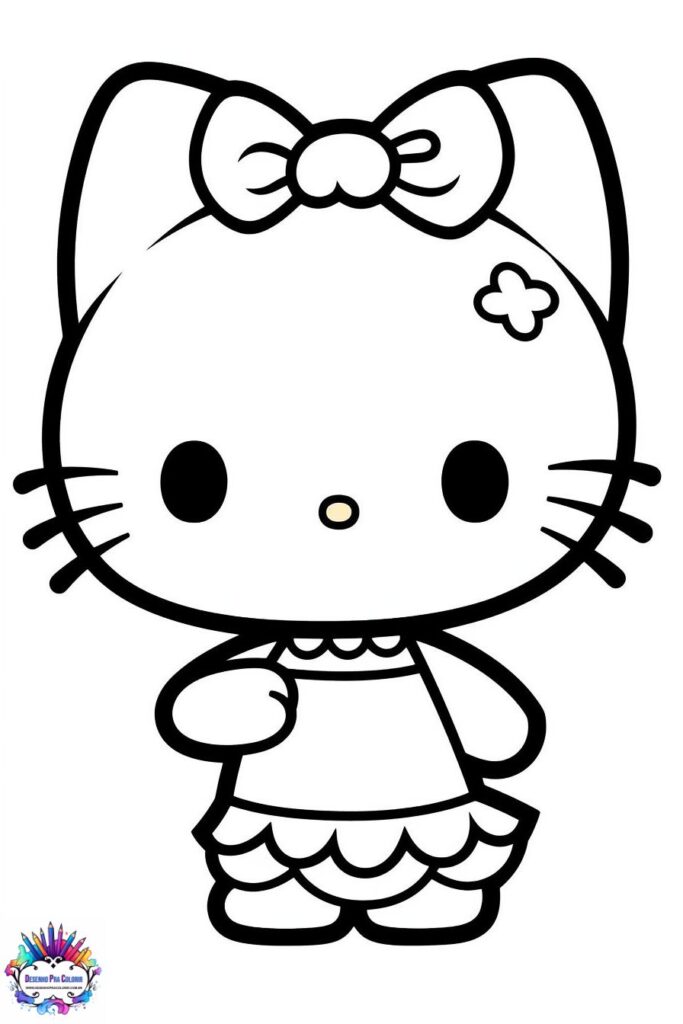 hello kitty para colorir e imprimir