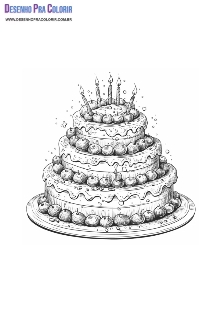 Bolo de Aniversário Para Colorir