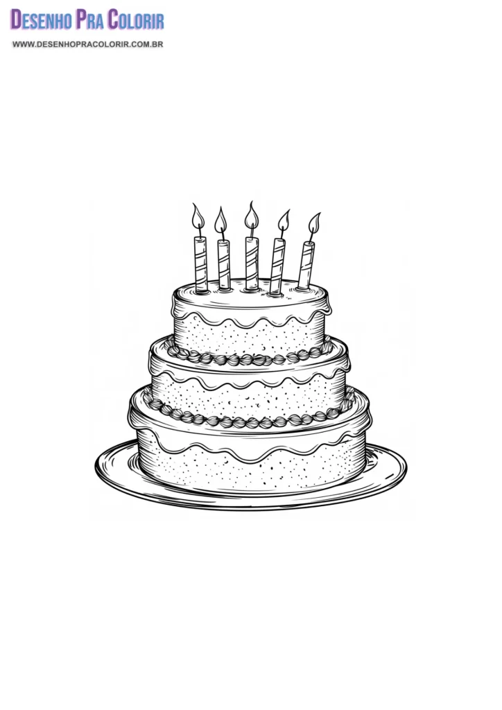 Bolo de Aniversário Para Colorir