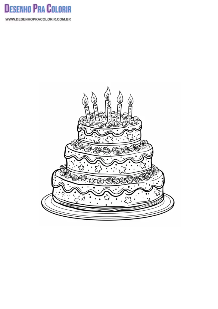 Bolo de Aniversário Para Colorir