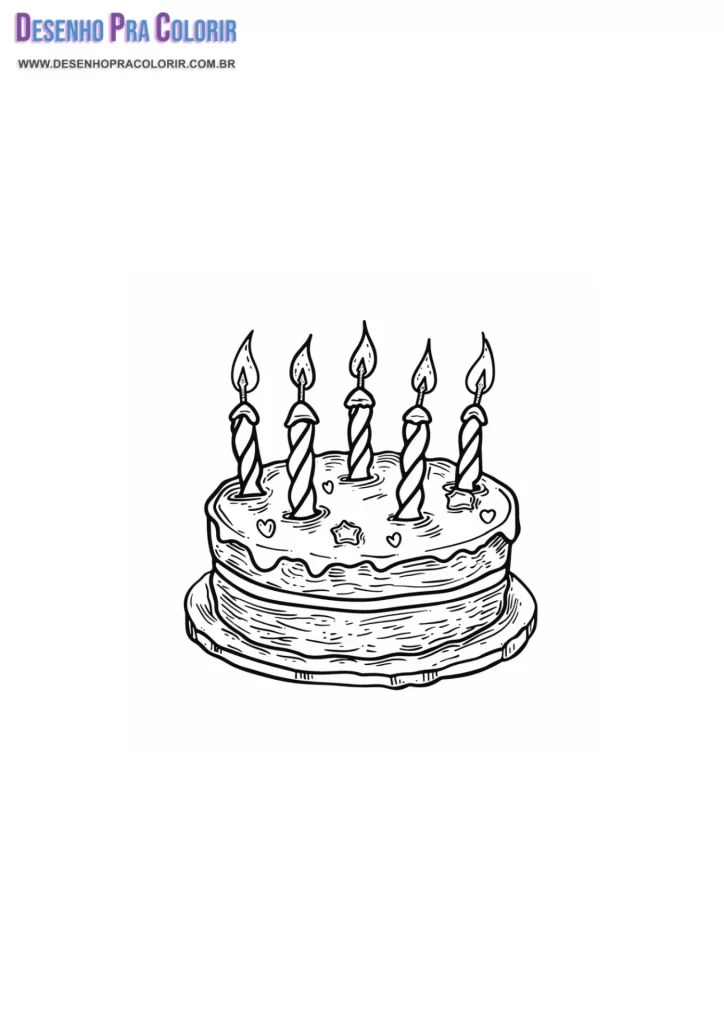 Bolo de Aniversário Para Colorir