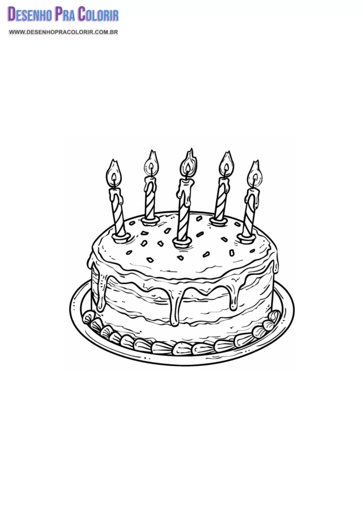 Bolo de Aniversário Para Colorir
