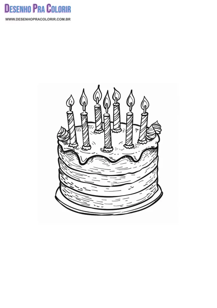 Bolo de Aniversário Para Colorir