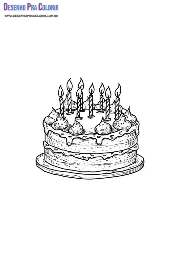 Bolo de Aniversário Para Colorir