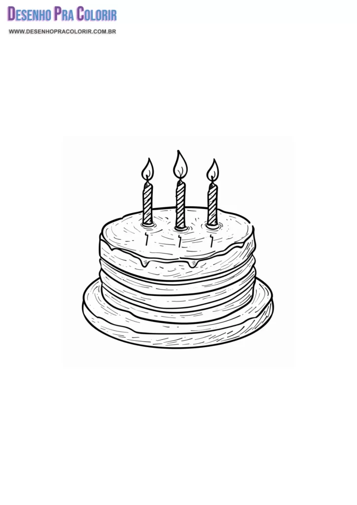 Bolo de Aniversário Para Colorir