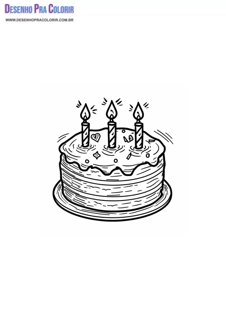 Bolo de Aniversário Para Colorir