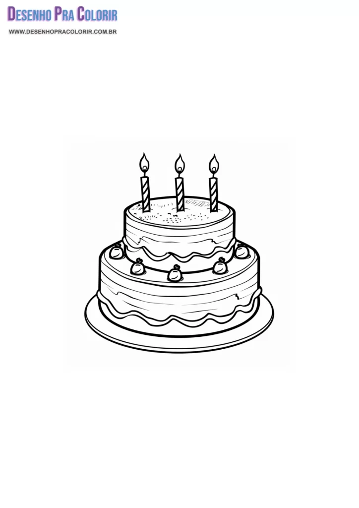 Bolo de Aniversário Para Colorir