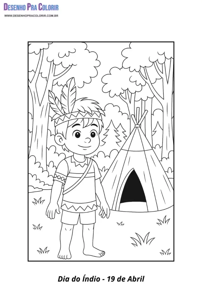 Dia do índio para colorir.