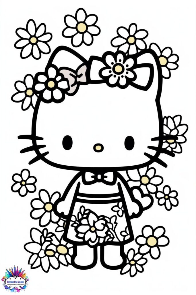 desenho hello kitty para colorir