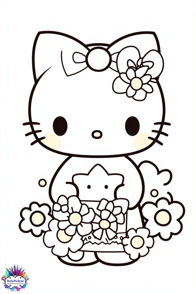 desenho hello kitty para colorir