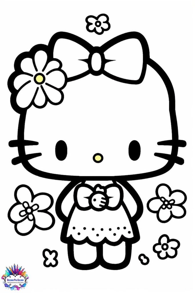 desenho hello kitty para colorir