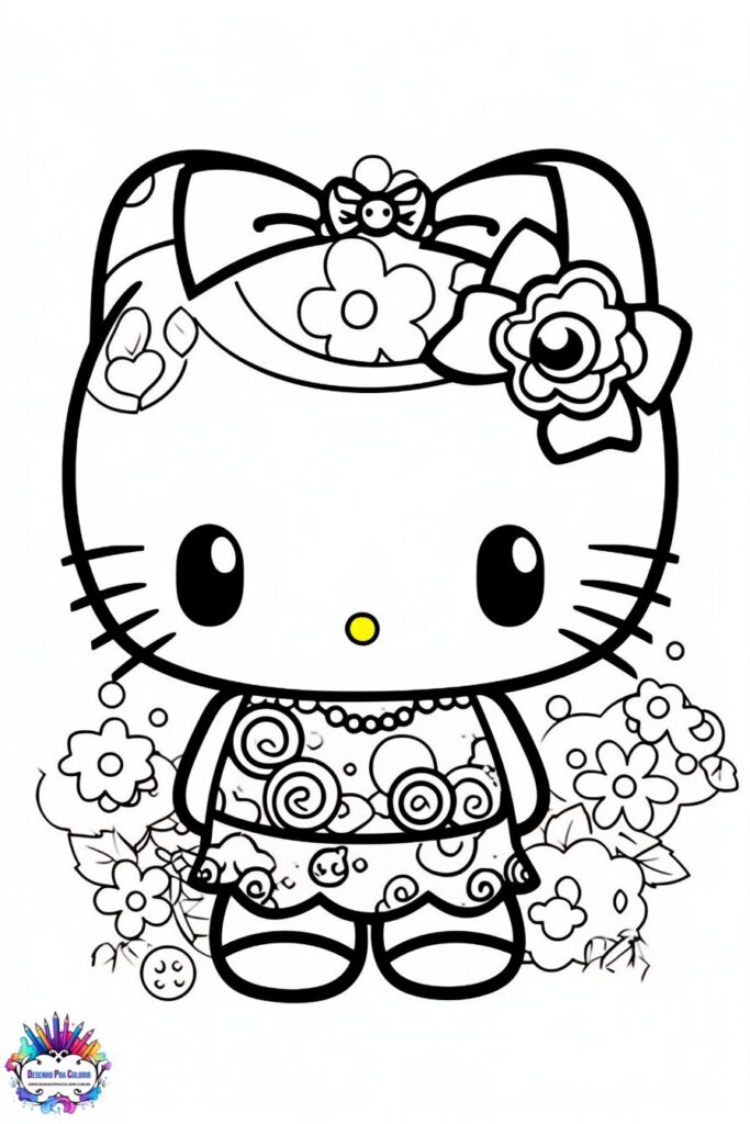 desenho hello kitty para colorir