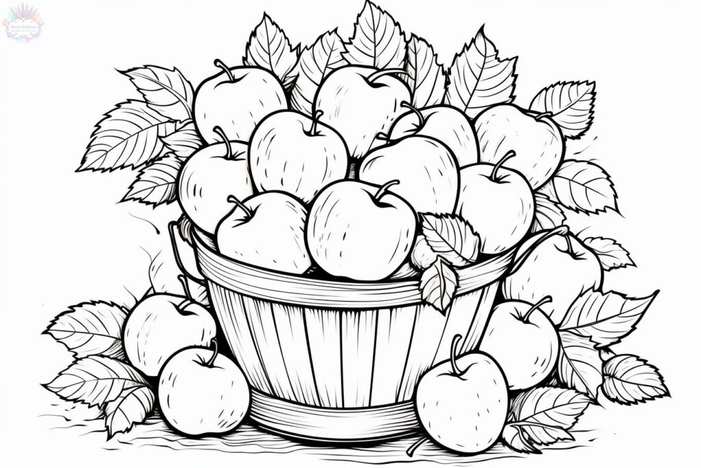 cesto de maçãs para colorir