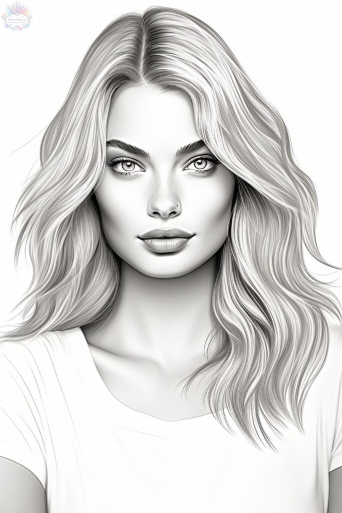 Faces Coloring Pages Margot Robbie