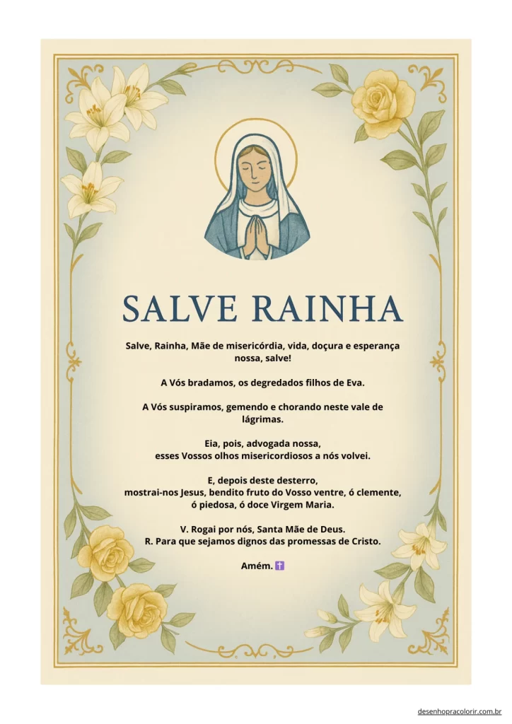 Oração Salve Rainha Completa Para Imprimir