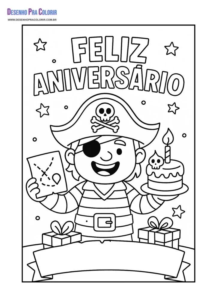 Feliz Aniversário Para Colorir