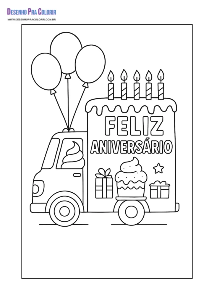 Feliz Aniversário Para Colorir