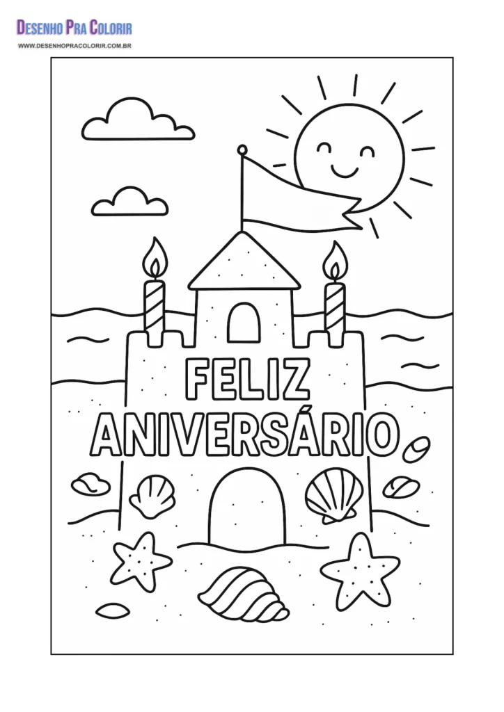 Feliz Aniversário Para Colorir
