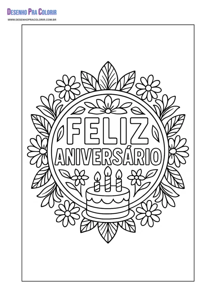 Feliz Aniversário Para Colorir