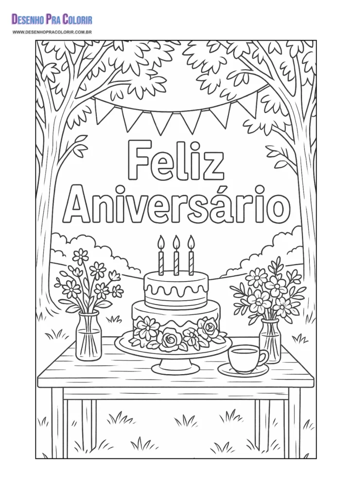 Feliz Aniversário Para Colorir
