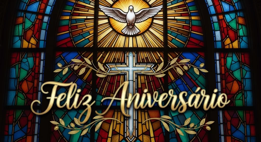 Feliz Aniversário Para Imprimir Religioso Vitral